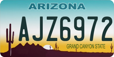 AZ license plate AJZ6972