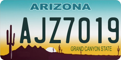 AZ license plate AJZ7019