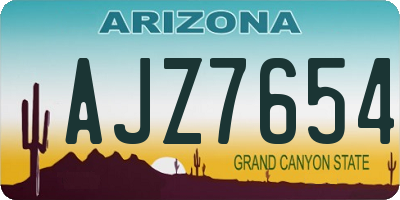 AZ license plate AJZ7654