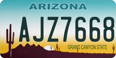 AZ license plate AJZ7668