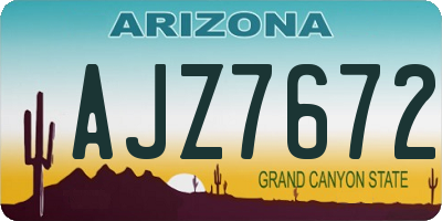AZ license plate AJZ7672