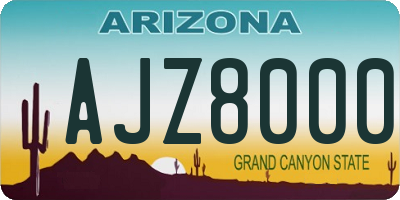 AZ license plate AJZ8000