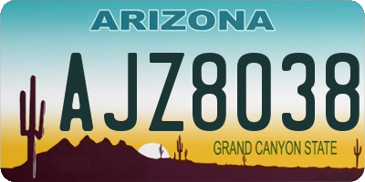 AZ license plate AJZ8038