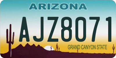 AZ license plate AJZ8071