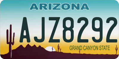 AZ license plate AJZ8292