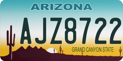 AZ license plate AJZ8722