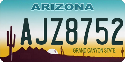 AZ license plate AJZ8752