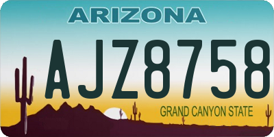 AZ license plate AJZ8758