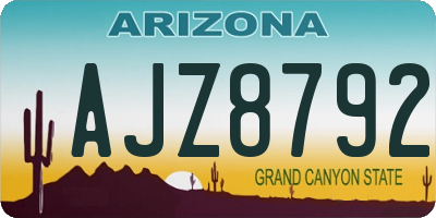 AZ license plate AJZ8792