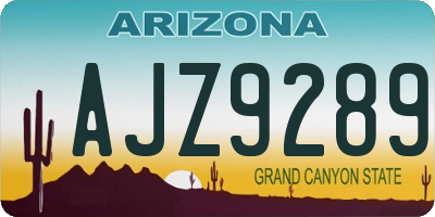 AZ license plate AJZ9289