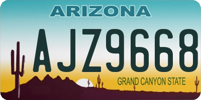 AZ license plate AJZ9668