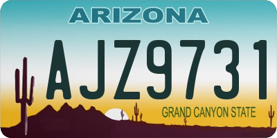 AZ license plate AJZ9731
