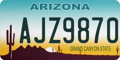 AZ license plate AJZ9870