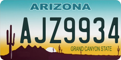 AZ license plate AJZ9934