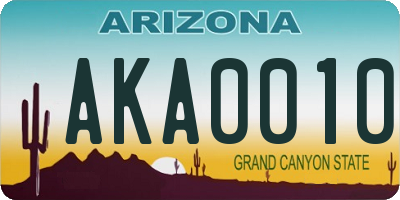 AZ license plate AKA0010