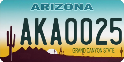 AZ license plate AKA0025