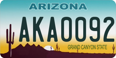 AZ license plate AKA0092