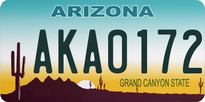 AZ license plate AKA0172