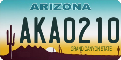 AZ license plate AKA0210