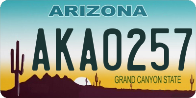AZ license plate AKA0257