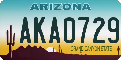 AZ license plate AKA0729