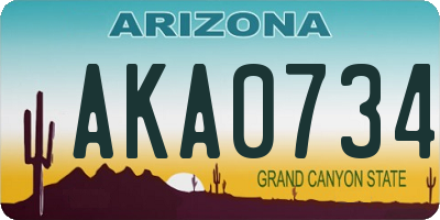 AZ license plate AKA0734