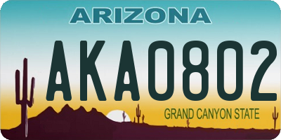 AZ license plate AKA0802