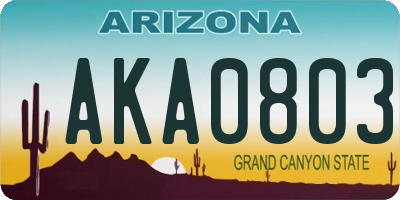 AZ license plate AKA0803