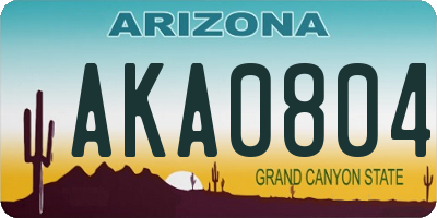 AZ license plate AKA0804