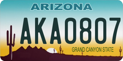 AZ license plate AKA0807