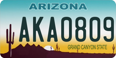 AZ license plate AKA0809