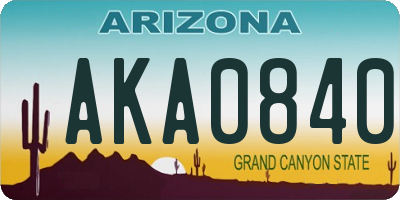 AZ license plate AKA0840