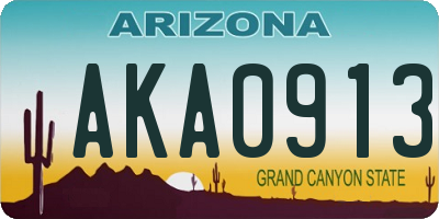 AZ license plate AKA0913