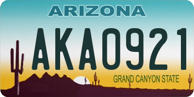 AZ license plate AKA0921