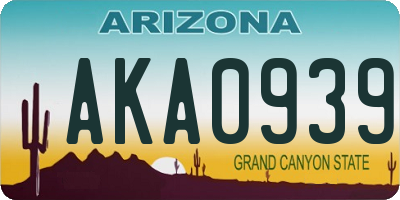 AZ license plate AKA0939