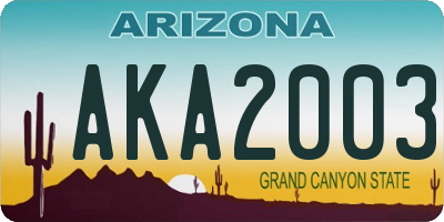 AZ license plate AKA2003