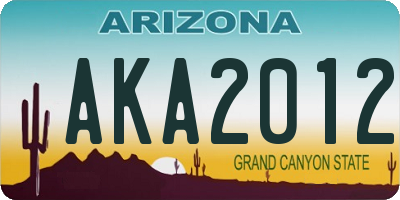 AZ license plate AKA2012