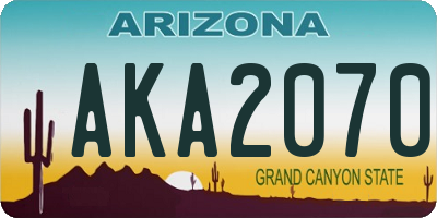 AZ license plate AKA2070
