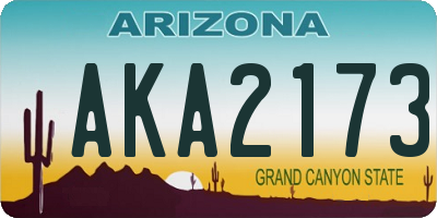 AZ license plate AKA2173