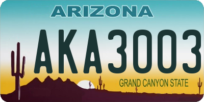 AZ license plate AKA3003
