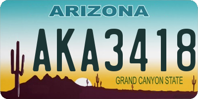 AZ license plate AKA3418