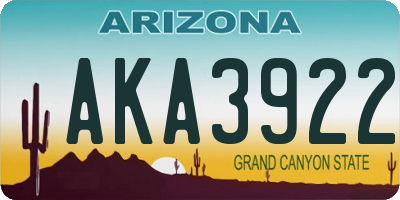 AZ license plate AKA3922