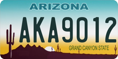 AZ license plate AKA9012