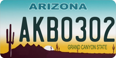 AZ license plate AKB0302