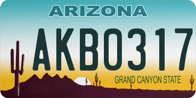 AZ license plate AKB0317