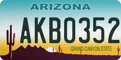 AZ license plate AKB0352
