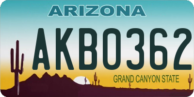 AZ license plate AKB0362