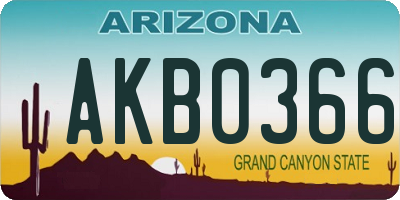 AZ license plate AKB0366