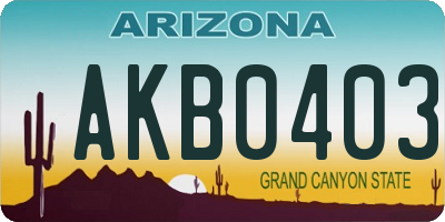 AZ license plate AKB0403