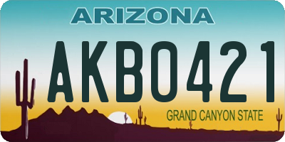 AZ license plate AKB0421